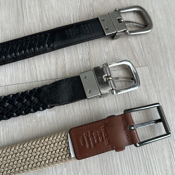 LOT 3 boys full grain leather & woven belts - Picture 3 of 7